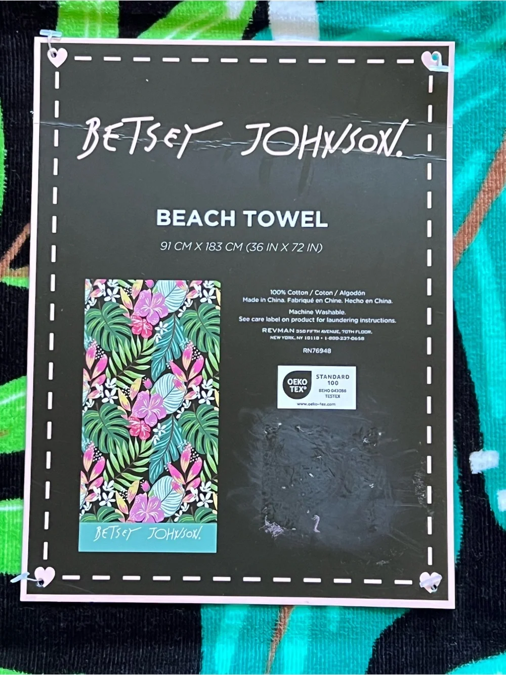 Betsey Johnson Colorful Tropical Foliage Beach Towel